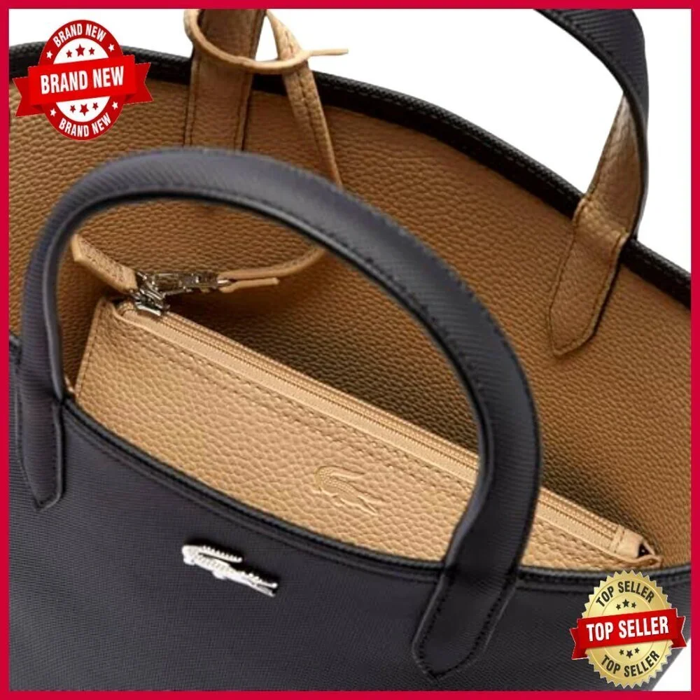 Large Canvas Tote Bag with Removable Crossbody Strap, Zipper Closure